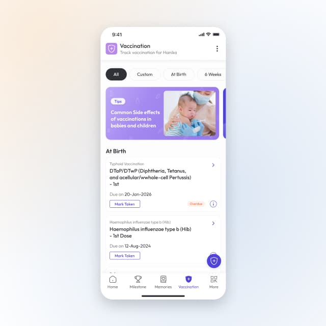 Vaccination Reminder screen
